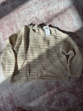 Abercrombie & Fitch Cream Crochet Crewneck Sweater